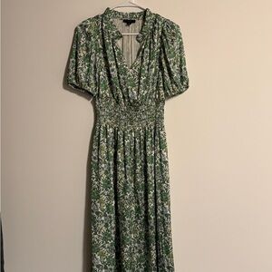 J Crew Silky Floral Green Dress